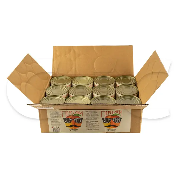 Персики консервированные половинки в сиропе SUNFEEL 850мл/820гр/460гр, 12шт/кор