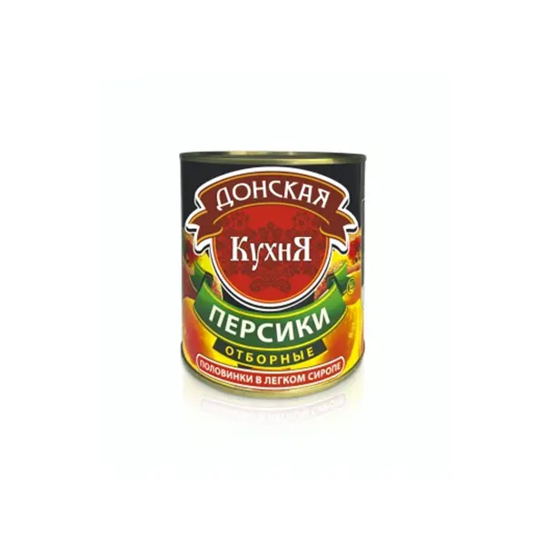 Персики консервированные половинки в легком сиропе Донская кухня 3100мл/3000гр/1800гр ж/б, 6шт/кор